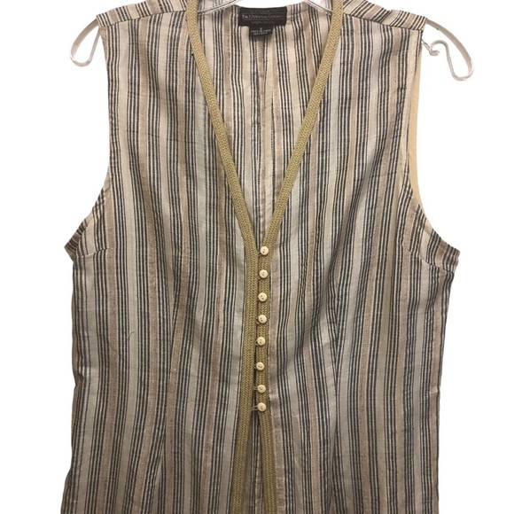 J Peterman Sleeveless Silk Long Tunic Duster Cardigan Button Front Women’s Small - Picture 8 of 15